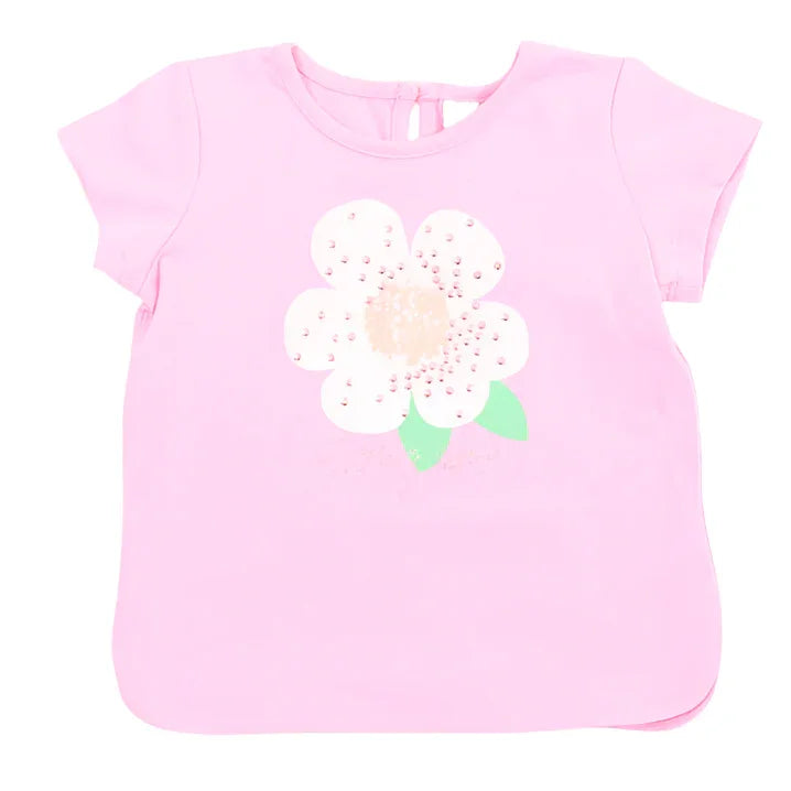 M.I.D. - M.I.D. Baby Girl Pink Jersey T-Shirt with Flower Print – Sizes 3M to 24M