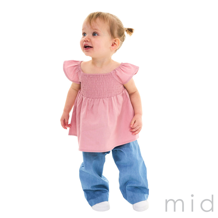 M.I.D. - M.I.D. Baby Girls Blue Denim Breathable Pants (3m to 24m)