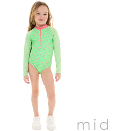 M.I.D. - M.I.D. Girls’ Long-Sleeve Swimsuit – Seersucker, Sizes 3 to 7 Years