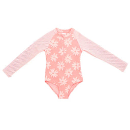 M.I.D. - M.I.D. Girls’ Long-Sleeve Swimsuit – Seersucker, Sizes 3 to 7 Years