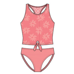 M.I.D. - M.I.D. Kids & Teen Girls’ Seersucker Tankini Swimsuit – Sizes 7 to 14 Years