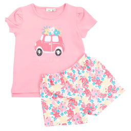 M.I.D. - M.I.D. Mix & Match Girls’ Jersey 2-Piece Set – “Beautiful Day” Top & Floral Shorts – Sizes 2T to 7