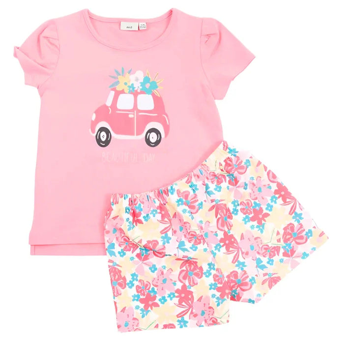 M.I.D. - M.I.D. Mix & Match Girls’ Jersey 2-Piece Set – “Beautiful Day” Top & Floral Shorts – Sizes 2T to 7