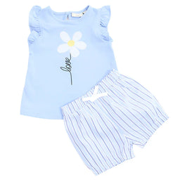 M.I.D. - M.I.D. Sea Breeze Baby Girls’ 2-Piece Set – Ruffle Sleeve Top & Striped Shorts