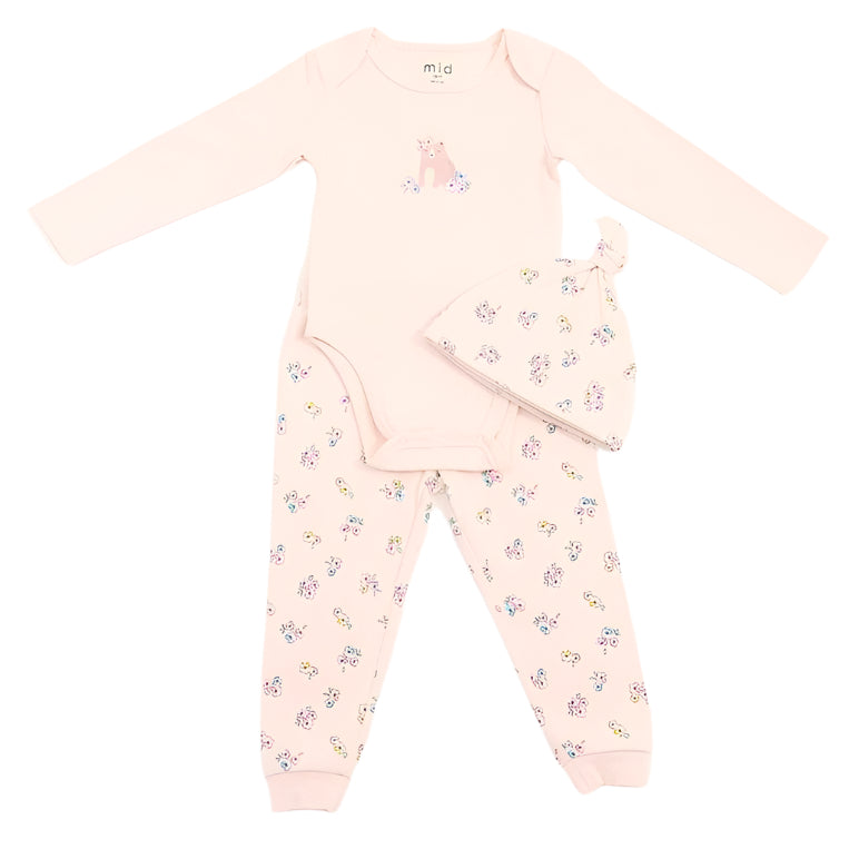 M.I.D. - MID Baby Girls 3 Piece Outfit Set - (NB to 9m)