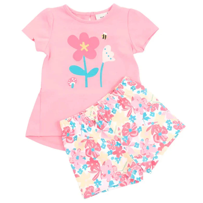 M.I.D. - MID Baby Girls Top & Shorts Outfit Set - (3-24m)