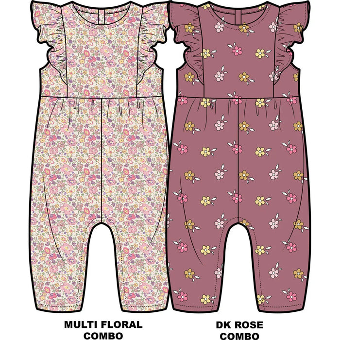 M.I.D. - MID Whimsical Garden Baby Girls’ Ruffle Jumpsuit – Sizes 3 to 24 Months