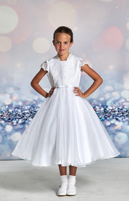 Macis Design® - Macis Design Sheer Lace Sleeve Kids Dress - 124408X