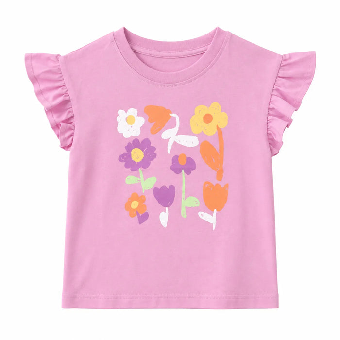 Mandarine & Co® Girls Floral Print Flutter Sleeve Tee Sizes 2-7