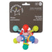 Manhattan Toy Atom Colorpop rattle teether in multicolored packaging, shown on display card.