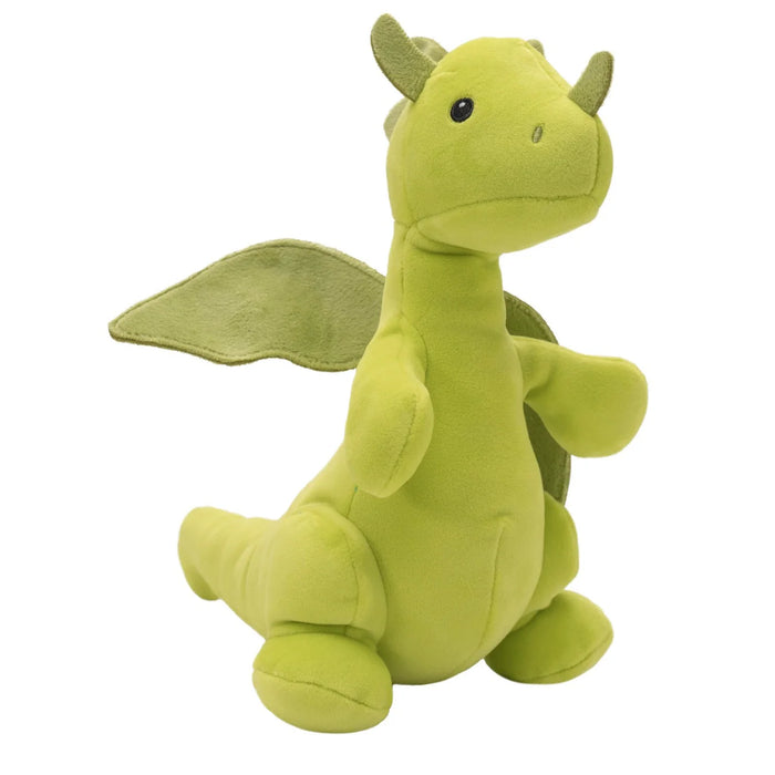 Manhattan Toy Brightfuls plush dragon toy in green shown against a white background.