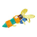 Manhattan Toy Flicker Flashlight Bug plush toy with yellow wings and colorful body on white background.
