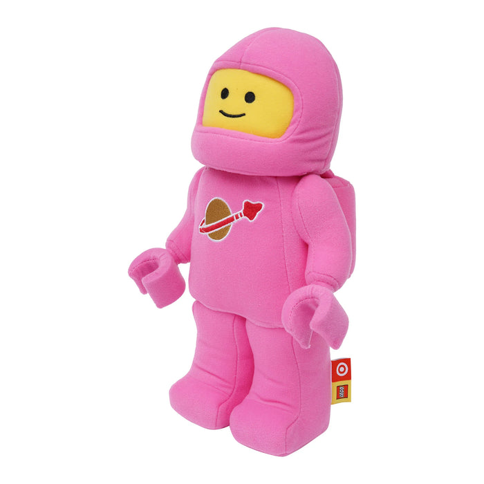 Manhattan Toy LEGO pink astronaut plush toy standing upright on a white background.
