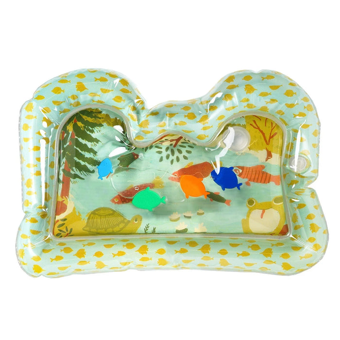 Manhattan Toy Riverbend Water Play Mat with colorful fish shapes on a nature-themed background.