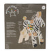 Manhattan Toy Safari Zebra wooden activity toy displayed on packaging with illustrated features.