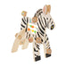 Manhattan Toy Safari Zebra Wooden Activity Toy with colorful beads and movable pieces on a white background.