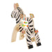 Manhattan Toy Safari Zebra wooden activity toy featuring beads and animal illustrations on a white background.