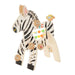 Manhattan Toy Safari Zebra wooden activity toy with colorful beads and spinning elements on a white background.