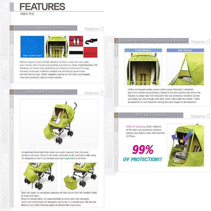 Manito® - Manito Baby Stroller Weather Shield Elegance - Alpha