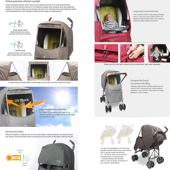 Manito® - Manito Baby Stroller Weather Shield Melange - Alpha