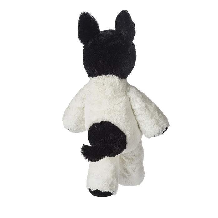 Mary Meyer Marshmello Zoo plush toy in black and white, shown standing upright on white background.