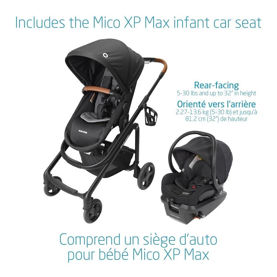 Maxi Cosi - Maxi Cosi Lila CP Travel System with Mico XP Stroller - Essential Black