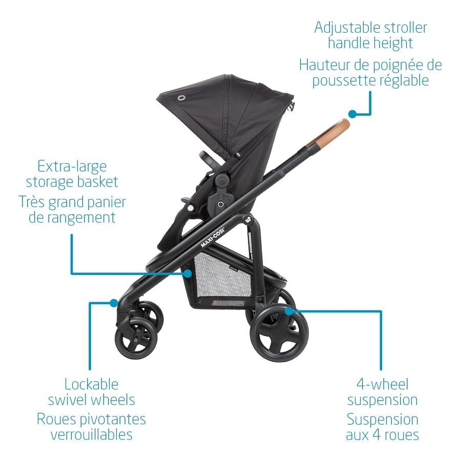 Maxi Cosi - Maxi Cosi Lila CP Travel System with Mico XP Stroller - Essential Black