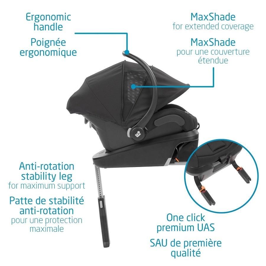 Maxi Cosi - Maxi Cosi Lila CP Travel System with Mico XP Stroller - Essential Black