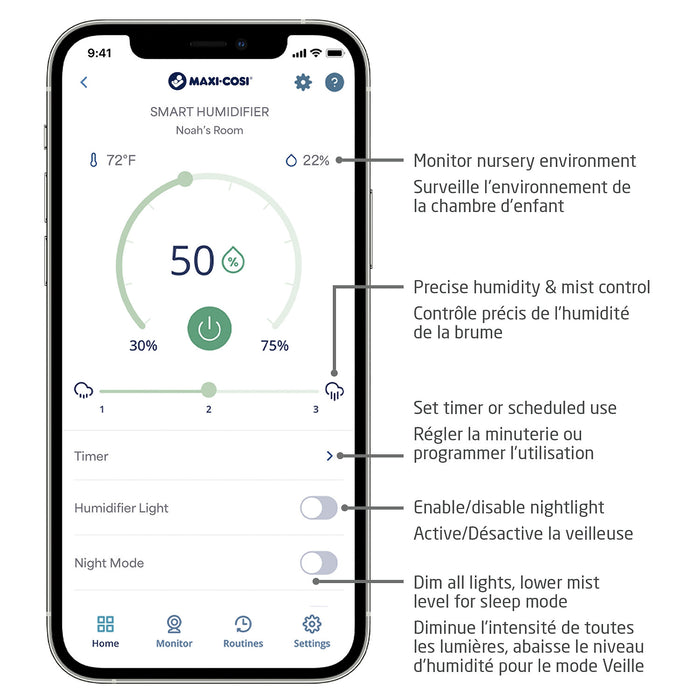 Maxi-Cosi Smart Humidifier with App Control & Nightlight