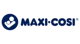 Maxi-Cosi blue and white logo with parent and child icon, baby products branding