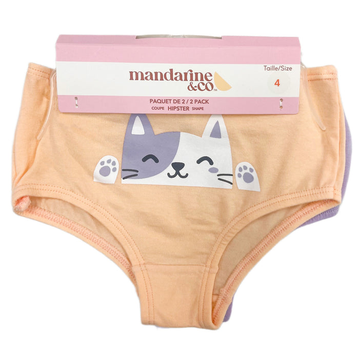 Mandarine & Co – Cotton Hipster Briefs – Kitty Cat & Unicorn – Sizes 2 to 7 Years – 2-Pack