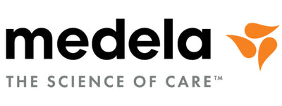 Medela logo with orange abstract symbol and tagline 'The Science of Care' on white background