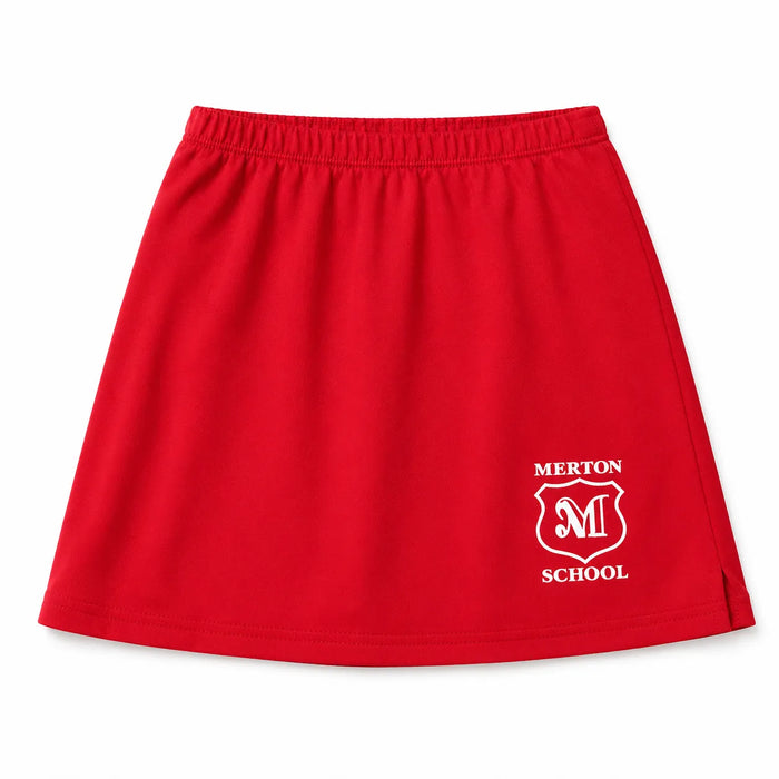Jupe-short d'uniforme rouge pour filles de l'école primaire Merton – 95 % coton / 5 % élasthanne