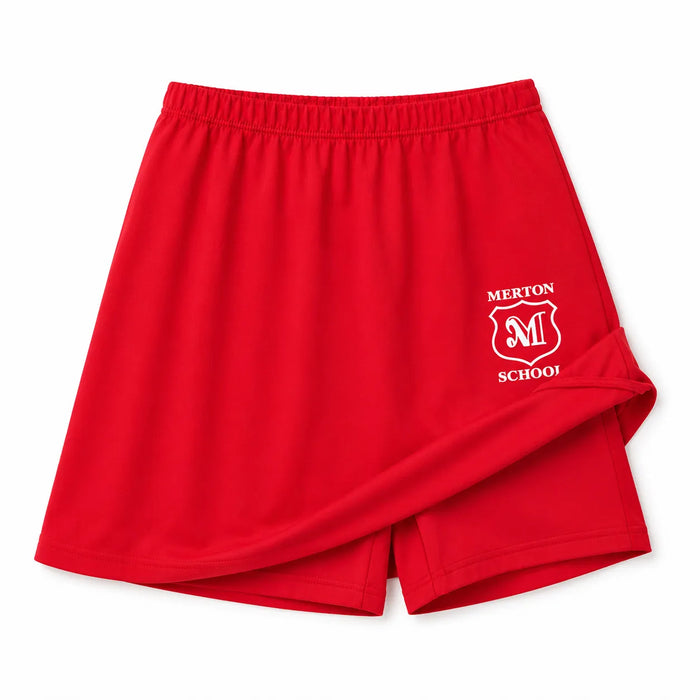 Jupe-short d'uniforme rouge pour filles de l'école primaire Merton – 95 % coton / 5 % élasthanne