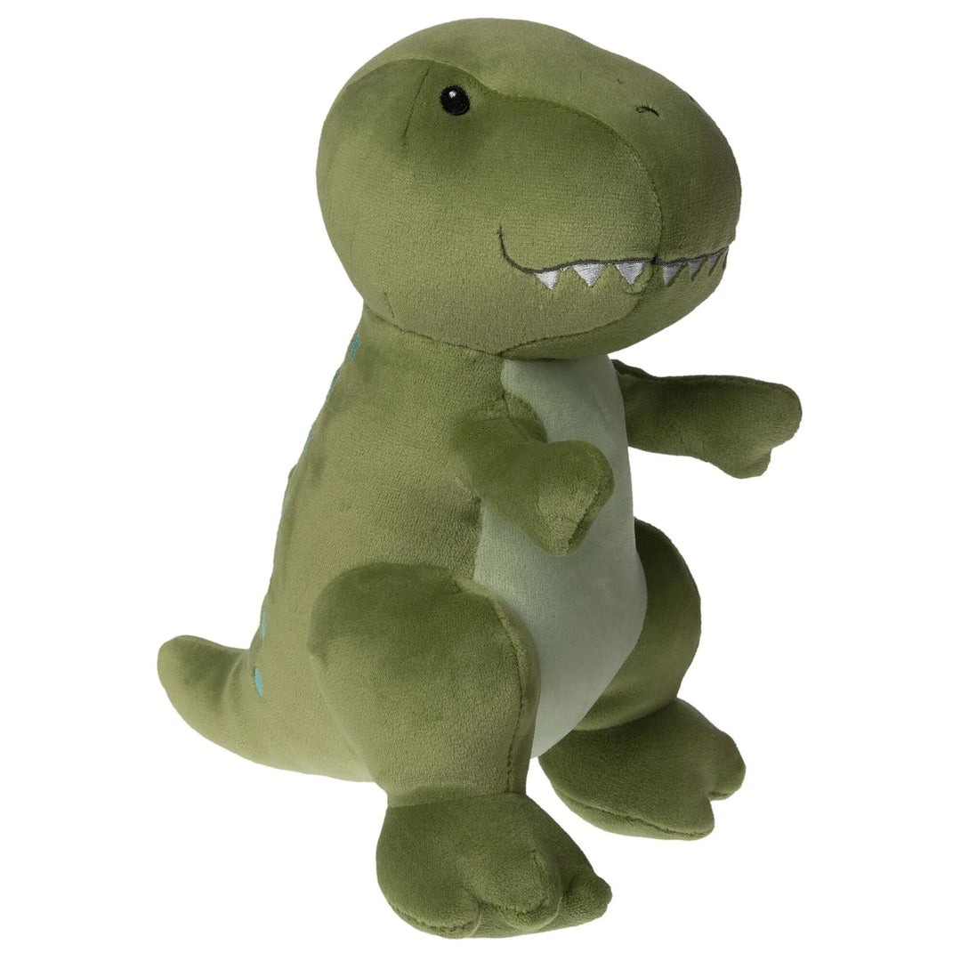 Mery Meyer Smootheez Plush T-Rex green dinosaur stuffed toy sitting upright on a white background.