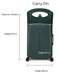 Black carry-on suitcase with wheels, 51cm height, 38cm width, 29cm depth, 43L volume