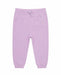 Baby lilac sweatpants with elastic cuffs and a front pocket, shown on a white background.