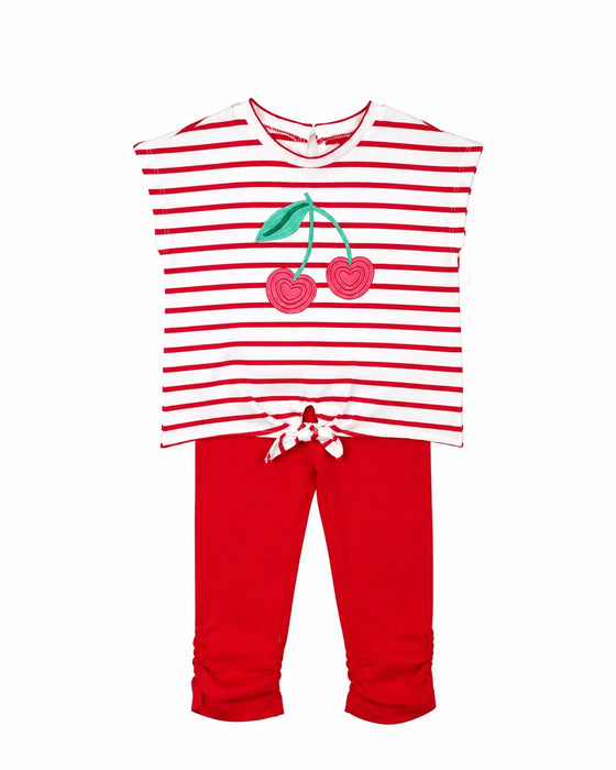 Ensemble 2 pièces short rayé rouge M.I.D® pour bébés filles | 3 à 24 mois