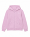 Girls orchid hoodie shown flat on a white background, featuring front zipper and pockets.