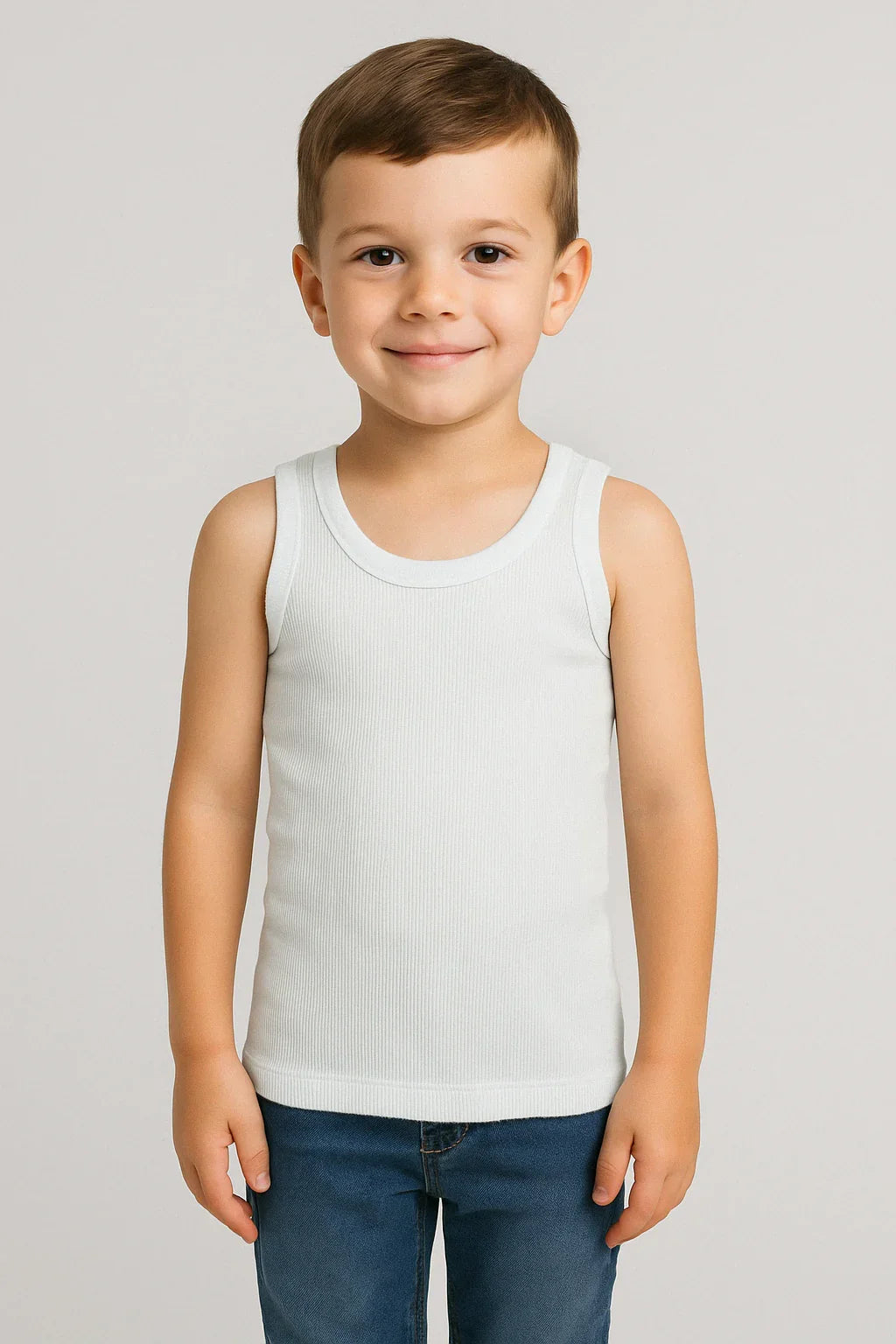 Moretta Kids® - Moretta Boys’ Rib-Knit Sleeveless Undershirt – Made in Italy (2–8 Years)