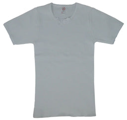 Moretta Kids® - Moretta Kids - Girls’ Rib-Knit Short Sleeve Undershirt with Lace Trim – Made in Italy (2–8 Years)