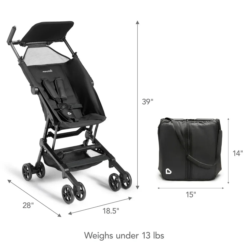 Munchkin® - Sparrow™ Ultra Compact Stroller – Black | Lightweight and Travel-Ready