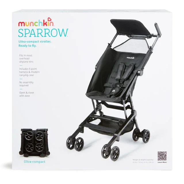 Munchkin® - Sparrow™ Ultra Compact Stroller – Black | Lightweight and Travel-Ready