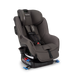 Nuna Rava convertible car seat in grey with headrest, cup holder, and harness, shown on a white background.