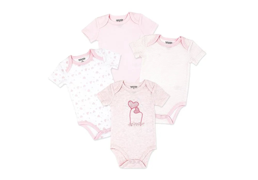 Naturelle 4 Pack Short Sleeve Bodysuit | Preemie to 12m