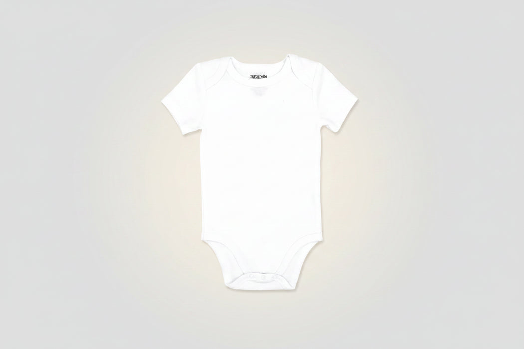 Naturelle Ensemble de 4 bodys à manches courtes Blanc | Prématuré à 12 mois