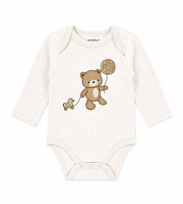 Naturelle 4 Pack long Sleeve Bodysuit Beige | NB to 12m