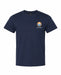 École Sainte-Famille navy blue short sleeve t-shirt with school crest shown on a plain background.