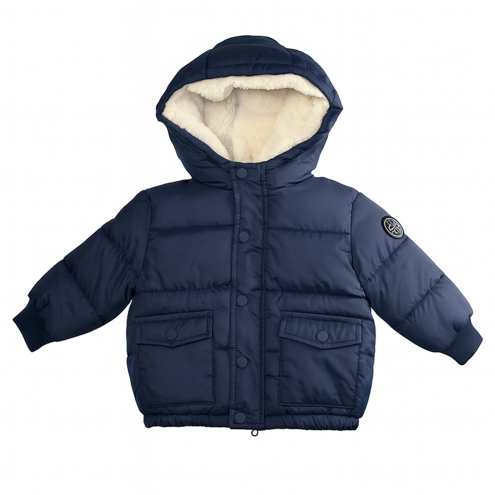 Manteau puffer pour bébé doublé en sherpa de Minoti - Tailles 9 à 24m