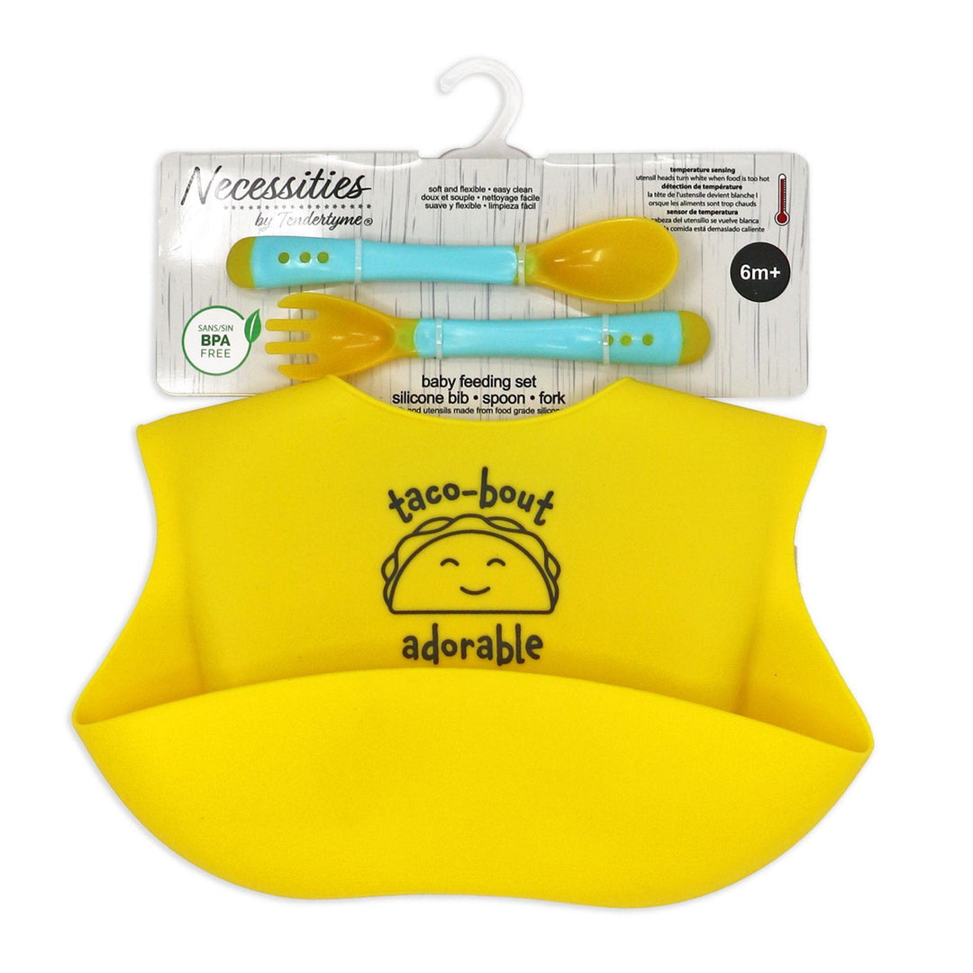 Necessities By Tendertyme - Necessities By Tendertyme Silicone Bib Feeding Set - Taco-Bout Adorable